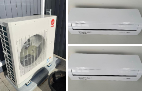 Enerma - Fig.3. Ductless Air Source Heat Pump. Left Outside Unit; Right Indoor Units